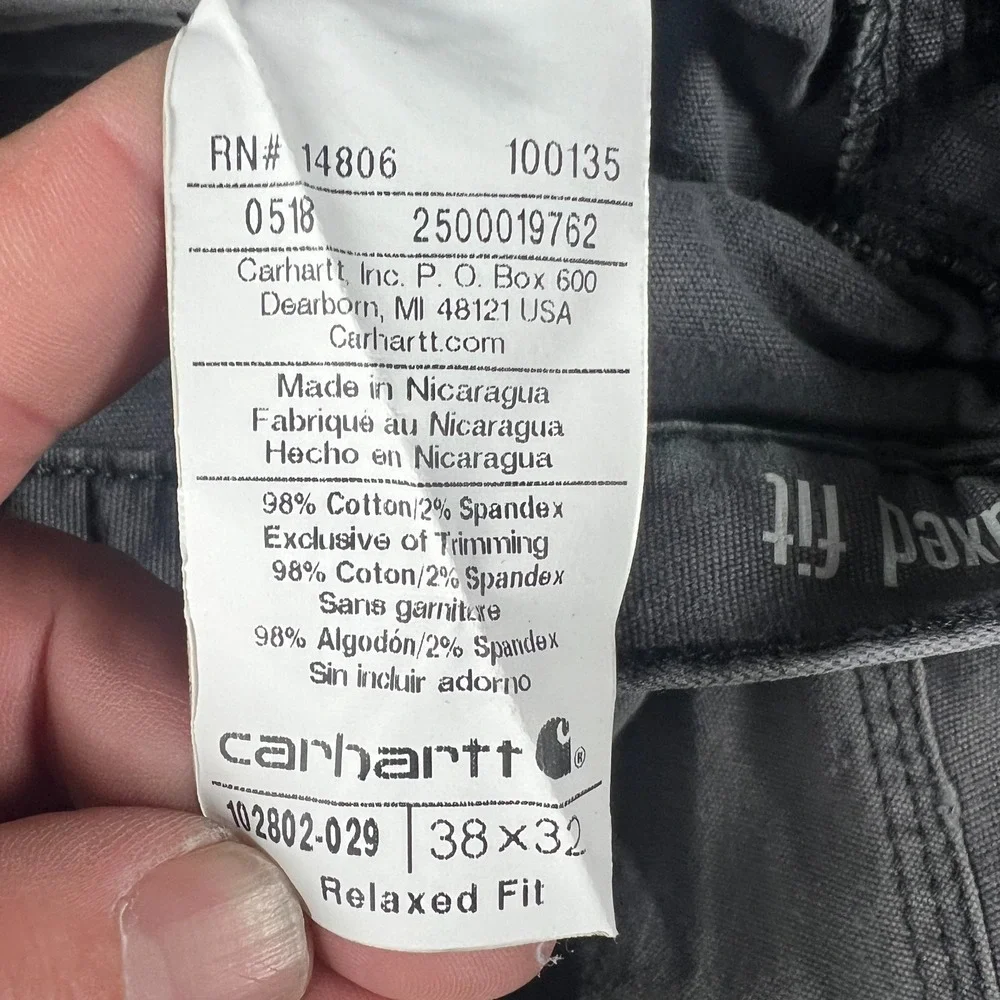 Carhartt Rugged Flex Rigby Double Front Pants Mens 38x31.5 Gray‎ Cotton Relaxed